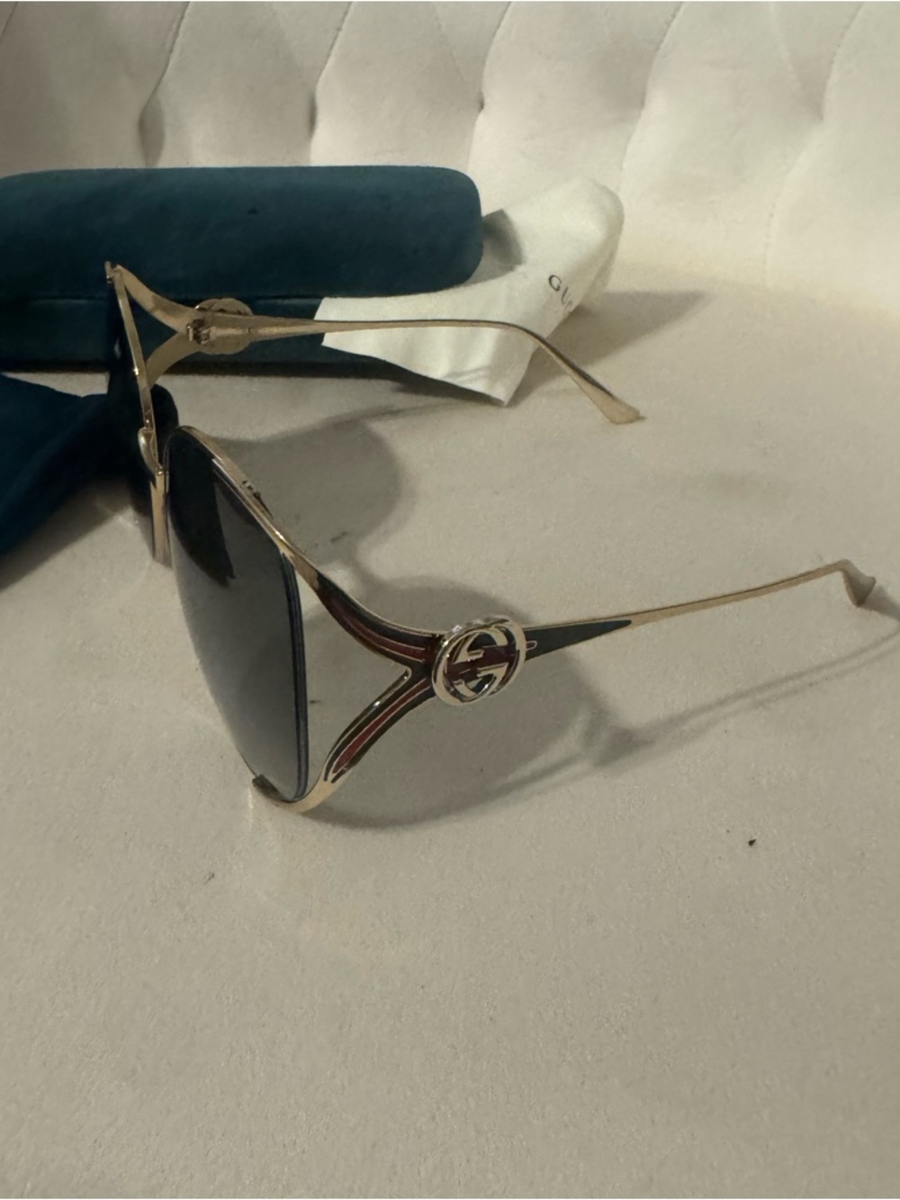 Gucci Women's Gold Frame Sunglasses with Brown Gradient Lenses - Picture 2 of 3